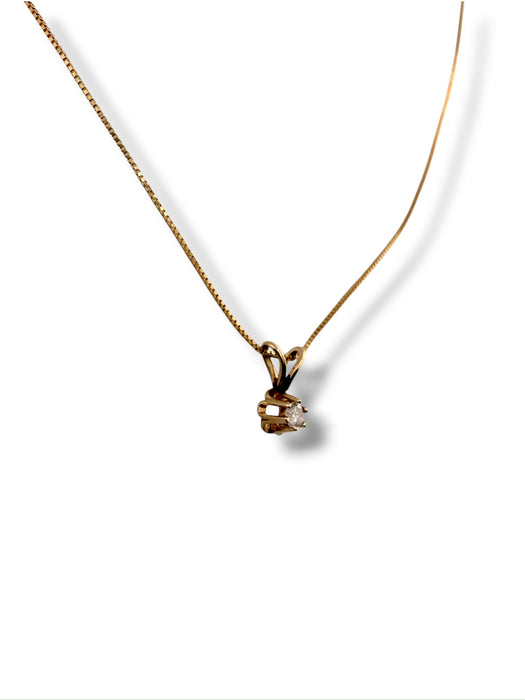 14K Gold Diamond Solitaire Necklace, 18” , Gift for Her, April Birthstone, Love, Anniversary Gift