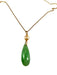 Necklace in 14K Gold with Jade and pearl Pendant on Delicate Chain-EZ Jewelry and Decor