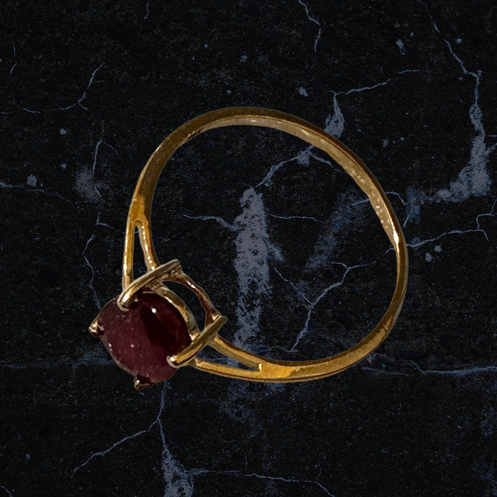 14k Gold Ring With 1.5 Ct Ruby Size 7.5, Oval Four Prong Ruby Solitaire Ring-EZ Jewelry and Decor