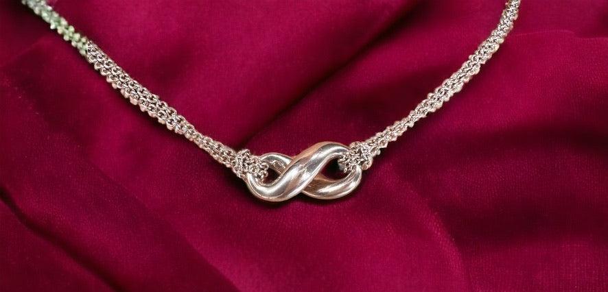 Tiffany & Co Sterling Silver 'Infinity' Double Chain Necklace. Vintage