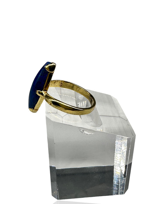 Ring in 18k Gold & Lapis Lazuli -Dinner Ring in gold and Blue Almond Shape Lapis, Size 7