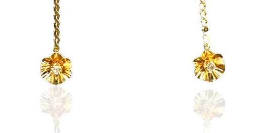 14kt Yellow Gold Drop Studs Earrings with Diamond Accents-EZ Jewelry and Decor