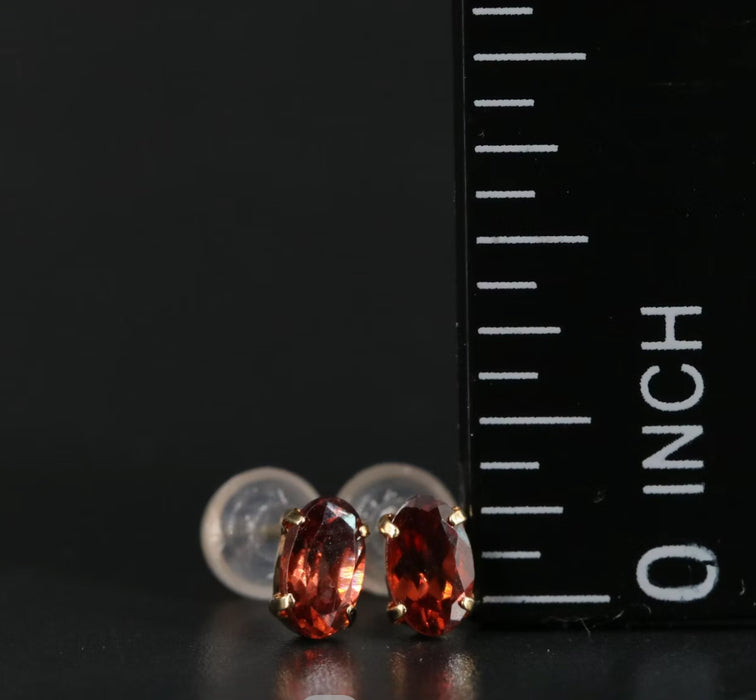 18K Gold Natural Mocha Zircon Stud Earrings, Small Gold Stud Earrings with Zircon Gem-EZ Jewelry and Decor