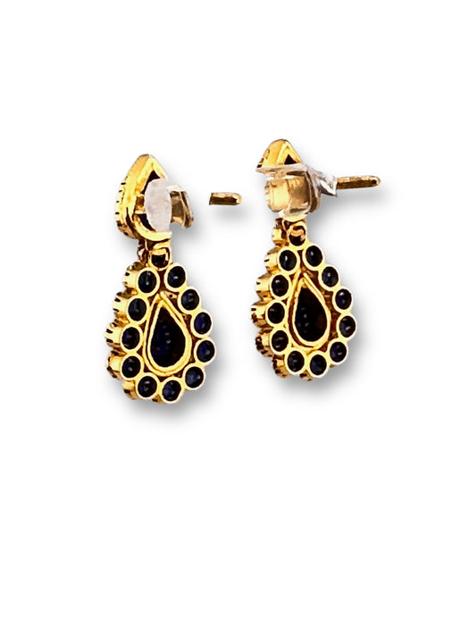 22k Gold and Sapphire Drop Design Set of Earring and Pendant . Buy as Set or Separately  18.74g