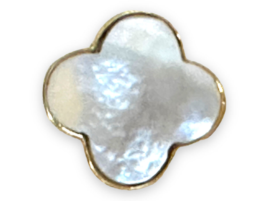 18K Gold Clover Ring Mother of Pearl , Size 5.8, Flower Design-EZ Jewelry and Decor