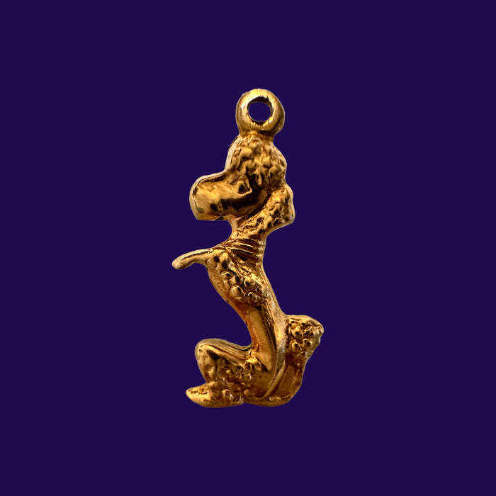 18k Gold Poodle Pendant Necklace 1 inch T, 18" Chain 14k gold,.Standing Poodle , Pendant Necklace-EZ Jewelry and Decor