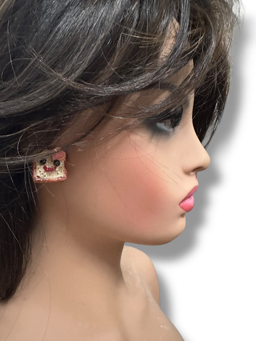Egg and Toast Stud Earrings – Cute Polymer Clay Handmade Funny Earrings