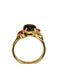 18k Gold & Ruby Ring with a Smoky Quartz Gemstone in Center, Size 4.7.-EZ Jewelry and Decor