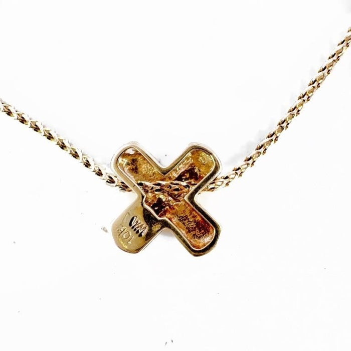 X Gold and Diamond Pendant, 10k Diamond " X" Sliding