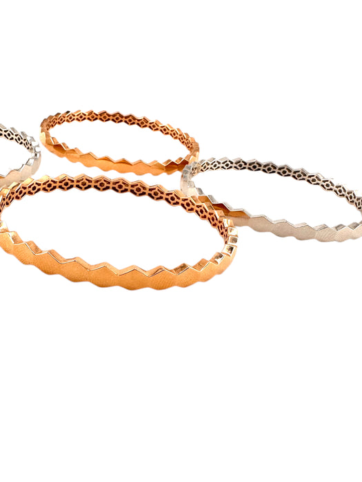 18k Modern Geometric Bangles Bracelet , Rose Gold And White Gold, Size 2,Modern Bracelets.  43.23g