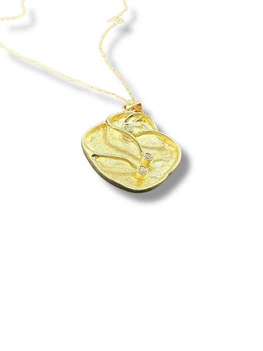 14K Gold Art Nouveau Necklace w/ Three Full Cut Diamonds – 6.74g, 18" - EZ Art, Decor & Jewelry