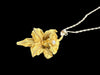 18K Gold Yellow Matt Orchid Necklace with Pearl Pendant | 1.7” Pendant, 14K 18” Chain | 8.90g - EZ Art, Decor & Jewelry