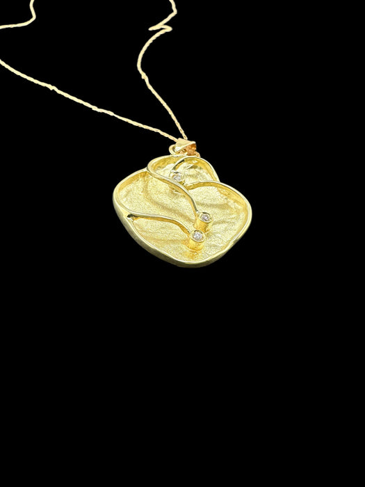 14K Gold Art Nouveau Necklace w/ Three Full Cut Diamonds – 6.74g, 18" - EZ Art, Decor & Jewelry