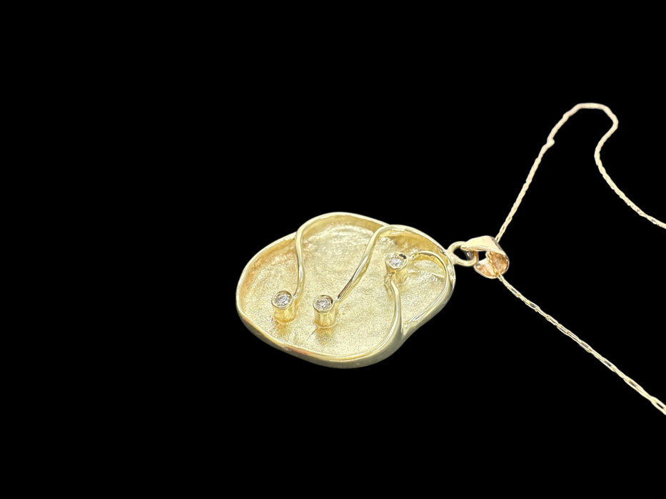 14K Gold Art Nouveau Necklace w/ Three Full Cut Diamonds – 6.74g, 18" - EZ Art, Decor & Jewelry