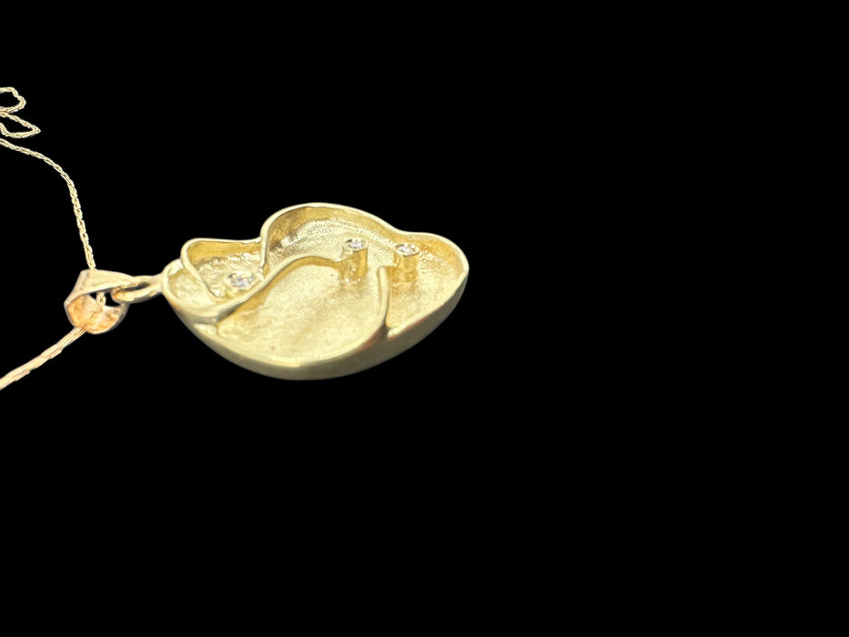 14K Gold Art Nouveau Necklace w/ Three Full Cut Diamonds – 6.74g, 18" - EZ Art, Decor & Jewelry