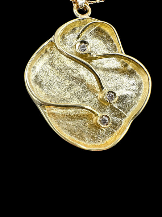 14K Gold Art Nouveau Necklace w/ Three Full Cut Diamonds – 6.74g, 18" - EZ Art, Decor & Jewelry