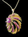 18K Italian Gold Ruby & Diamond Swirl Pendant Necklace – July Birthstone 19.52g - EZ Art, Decor & Jewelry