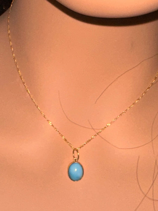 18K Gold and Turquoise Pendant-EZ Jewelry and Decor