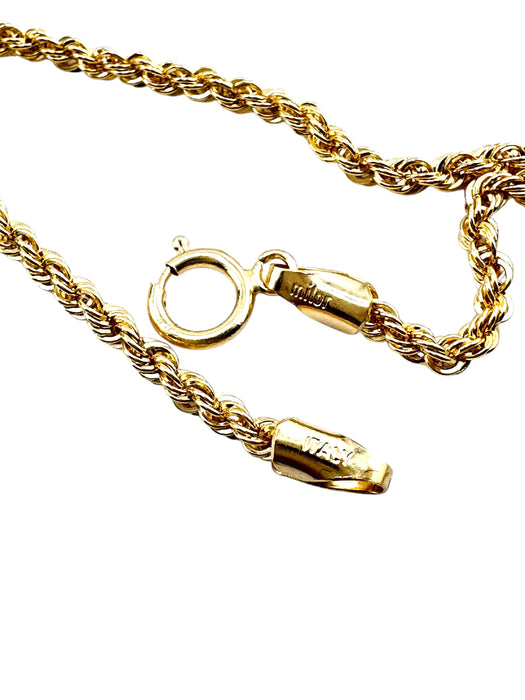 14k Gold Rope Necklace 20in L, 2mm, 2.64g ,Made in milor Italy