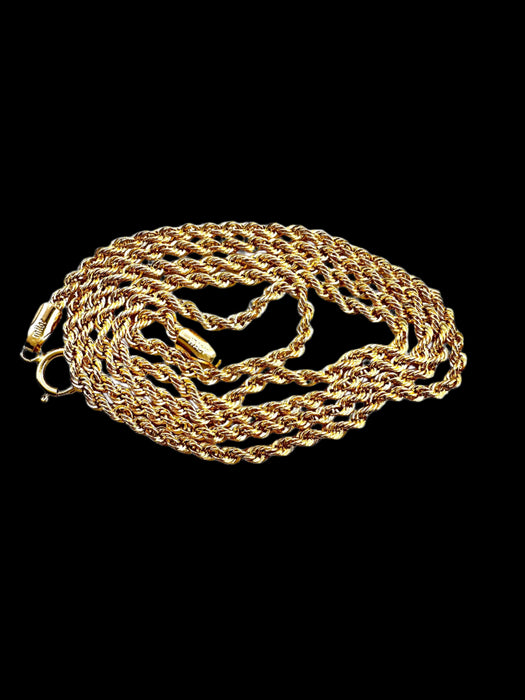 14k Gold Rope Necklace 20in L, 2mm, 2.64g ,Made in milor Italy