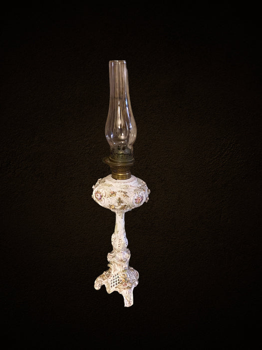 Antique Oil Lamp Dresden Ornate, Made in Germany, 29”-EZ Jewelry and Decor