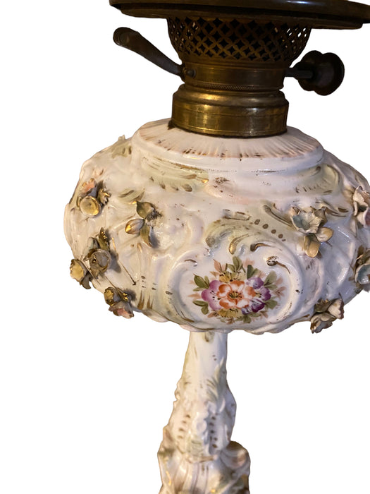 Antique Oil Lamp Dresden Ornate, Made in Germany, 29”-EZ Jewelry and Decor