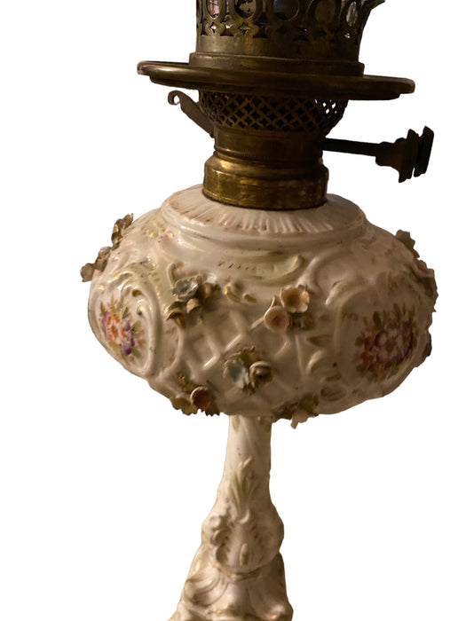 Antique Oil Lamp Dresden Ornate, Made in Germany, 29”-EZ Jewelry and Decor