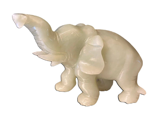 Stunning Jade Hand Carved Elephant Sculpture, 3.5" Tall X 5" Long.-EZ Jewelry and Decor