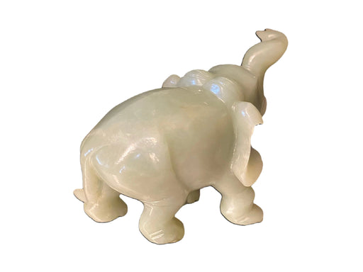 Stunning Jade Hand Carved Elephant Sculpture, 3.5" Tall X 5" Long.-EZ Jewelry and Decor