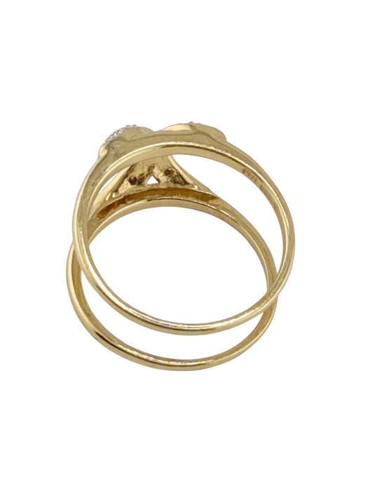 14K Gold and Diamond X Shape Ring Size 6 | Elegant Crossover Diamond Ring