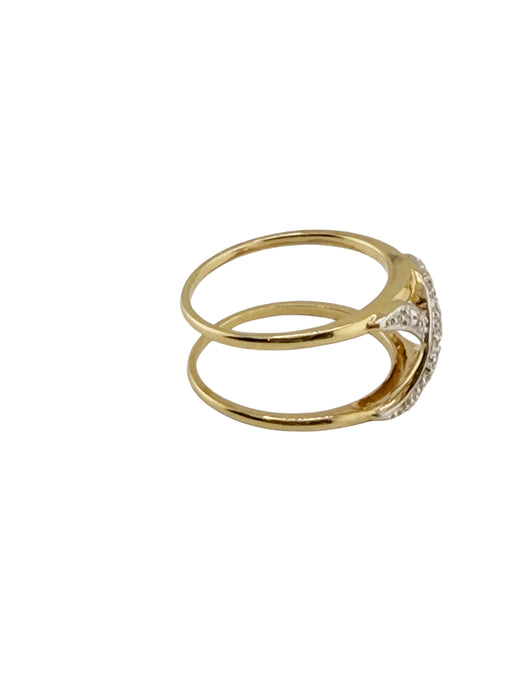 14K Gold and Diamond X Shape Ring Size 6 | Elegant Crossover Diamond Ring
