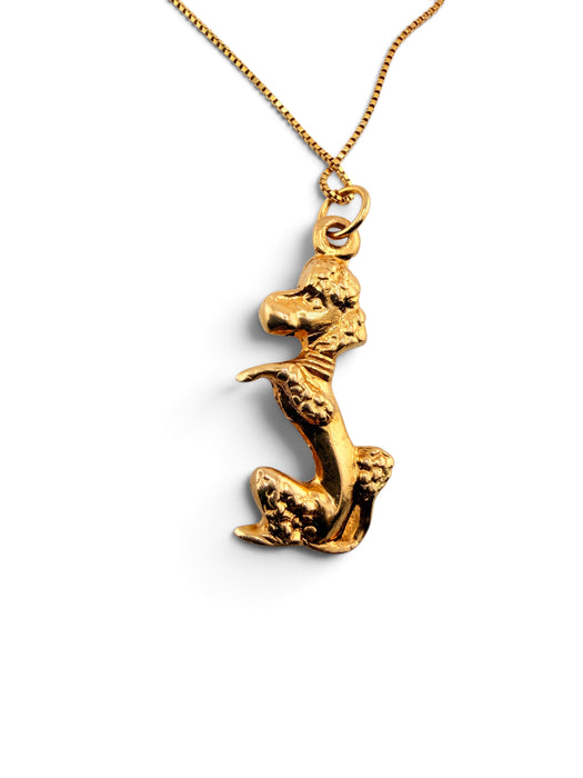 18k Gold Poodle Pendant Necklace 1 inch T, 18" Chain 14k gold, Fidelity Symbol