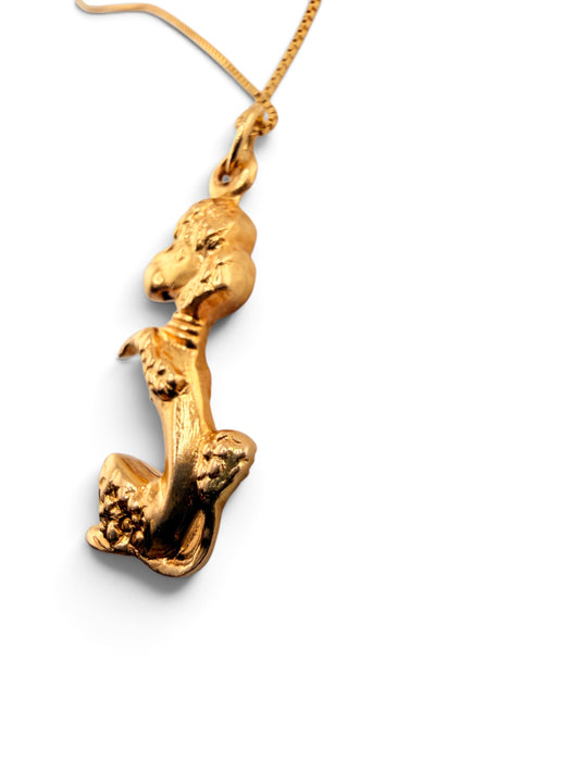 18k Gold Poodle Pendant Necklace 1 inch T, 18" Chain 14k gold, Fidelity Symbol