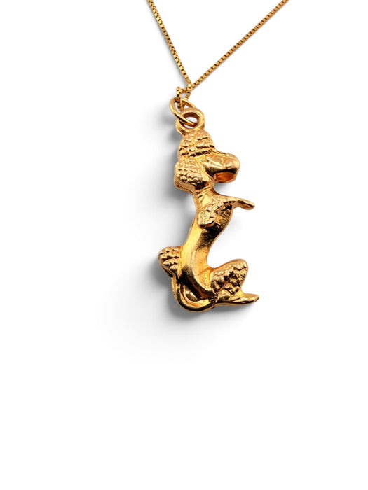 18k Gold Poodle Pendant Necklace 1 inch T, 18" Chain 14k gold, Fidelity Symbol
