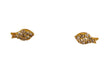 18k Gold, Fish Small Stud Earrings with Crystals-EZ Jewelry and Decor