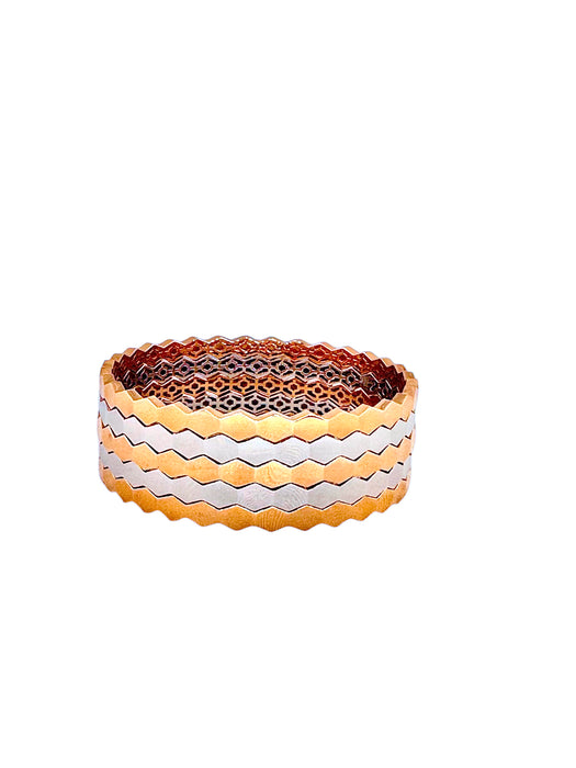 18k Modern Geometric Bangles Bracelet , Rose Gold And White Gold, Size 2,Modern Bracelets.  43.23g