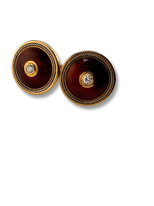 18k Gold And Diamond Cufflinks 17.41 Gr 0.78” Diameter. Best Gift for Him