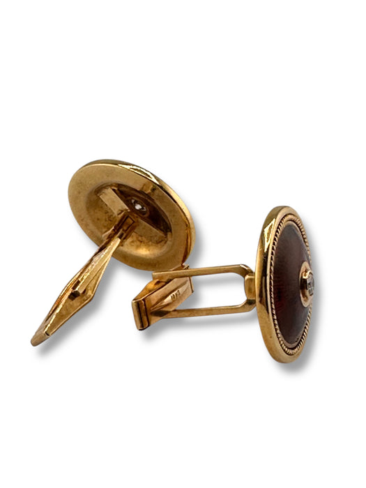 18k Gold And Diamond Cufflinks 17.41 Gr 0.78” Diameter. Best Gift for Him