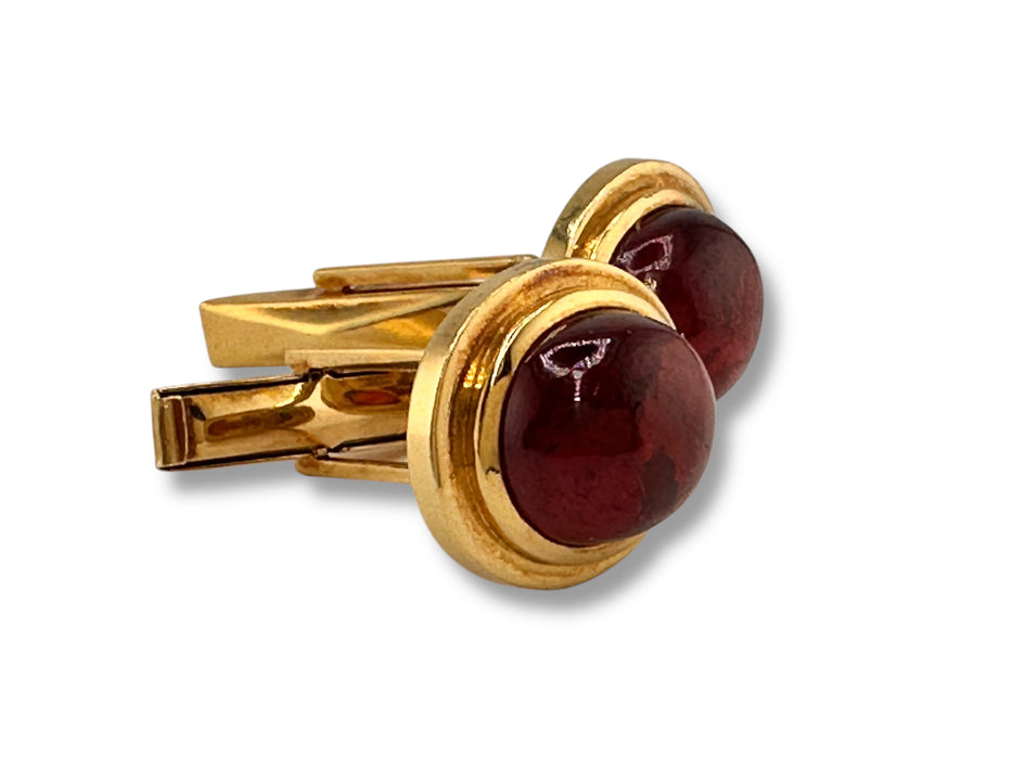 Cufflinks in 18k Gold and Tourmaline Gift for Him, Men's Jewelry, Size: 0.63” x 0.56”