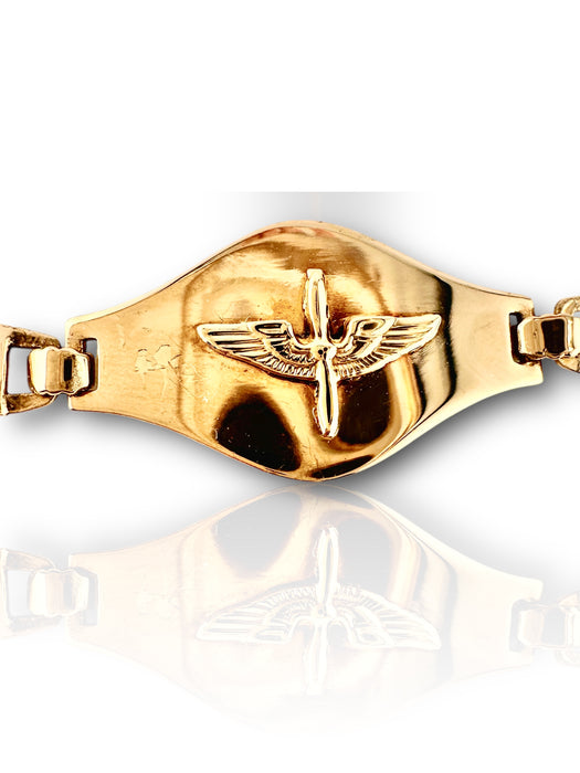 10k Gold Unisex Bracelet, Farvahar Bracelet, Eagle Power , Pilot Bracelet. 6.75 inches, 5.54grams