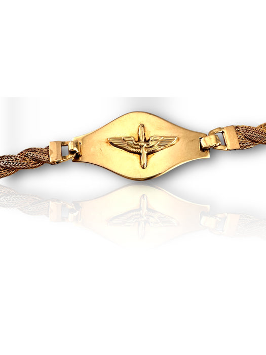 10k Gold Unisex Bracelet, Farvahar Bracelet, Eagle Power , Pilot Bracelet. 6.75 inches, 5.54grams