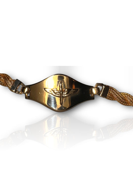 10k Gold Unisex Bracelet, Farvahar Bracelet, Eagle Power , Pilot Bracelet. 6.75 inches, 5.54grams