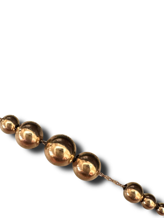 14k Bead Necklace, Graduated Sizes Round Beads, 14k Gold Degrade Polished Balls Necklace