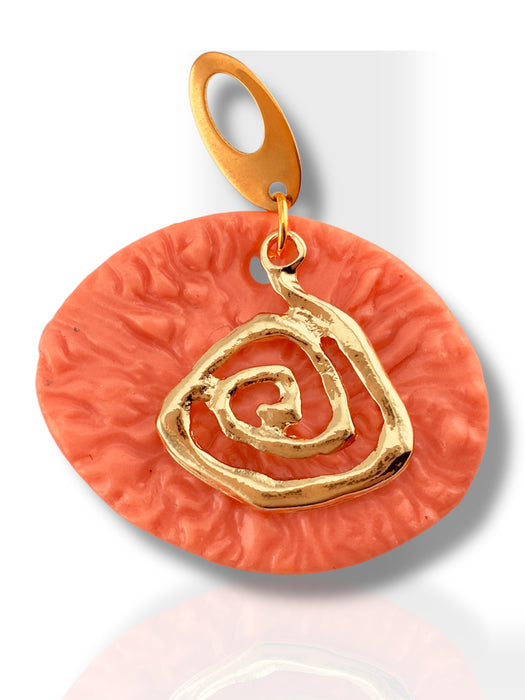 Handmade Modern Earrings, Polymer Clay, Modern Textured Earrings, Statement Earrings, Dangle Earrings, Peach and Gold Earrings 2”