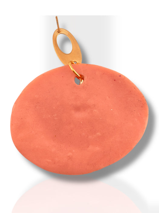 Handmade Modern Earrings, Polymer Clay, Modern Textured Earrings, Statement Earrings, Dangle Earrings, Peach and Gold Earrings 2”