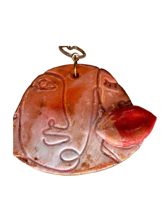 Kiss Abstract on Faces Earrings, Unique Handmade Modern Jewelry , Lip Earrings, Handmade Polymer Clay Earrings, Modern Earrings, Orange and Red Earrings, Artistic Design,Handmade Modern Jewelry