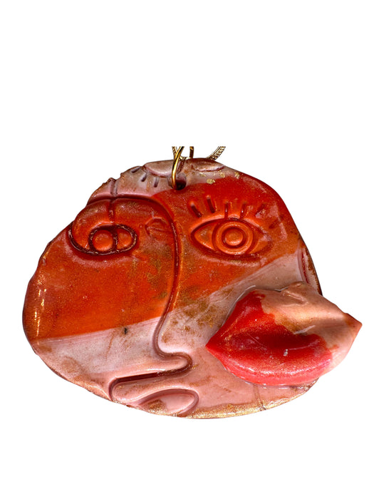 Kiss Abstract on Faces Earrings, Unique Handmade Modern Jewelry , Lip Earrings, Handmade Polymer Clay Earrings, Modern Earrings, Orange and Red Earrings, Artistic Design,Handmade Modern Jewelry