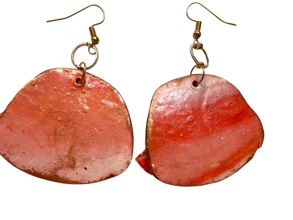 Kiss Abstract on Faces Earrings, Unique Handmade Modern Jewelry , Lip Earrings, Handmade Polymer Clay Earrings, Modern Earrings, Orange and Red Earrings, Artistic Design,Handmade Modern Jewelry