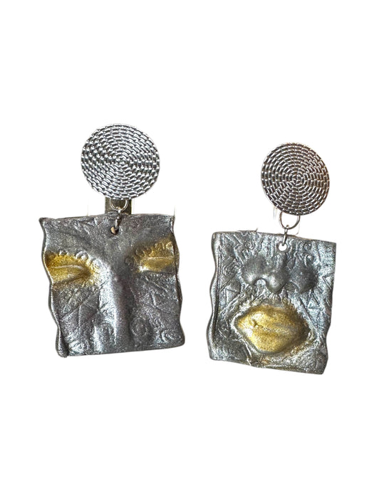 Handmade Modern Polymer Clay Earrings, Abstract Face Design Different Colors, Minimalist, Eyes, Lip Earrings.2.5”