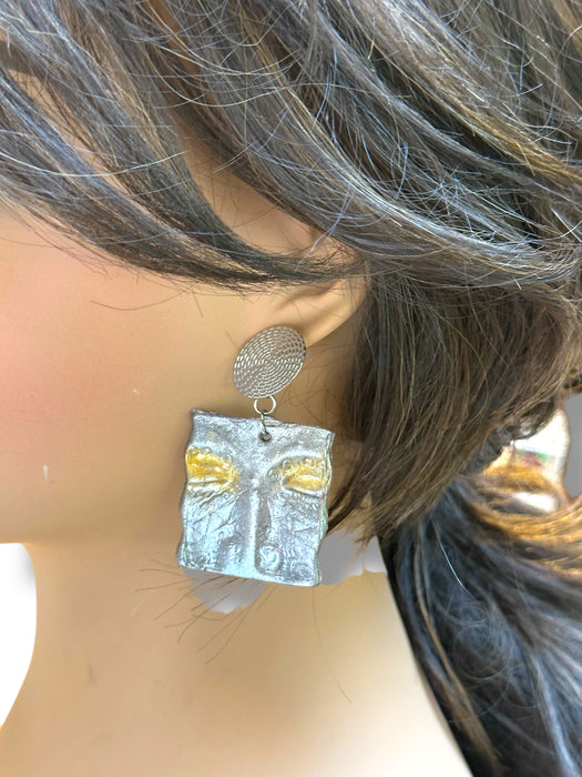 Handmade Modern Polymer Clay Earrings, Abstract Face Design Different Colors, Minimalist, Eyes, Lip Earrings.2.5”